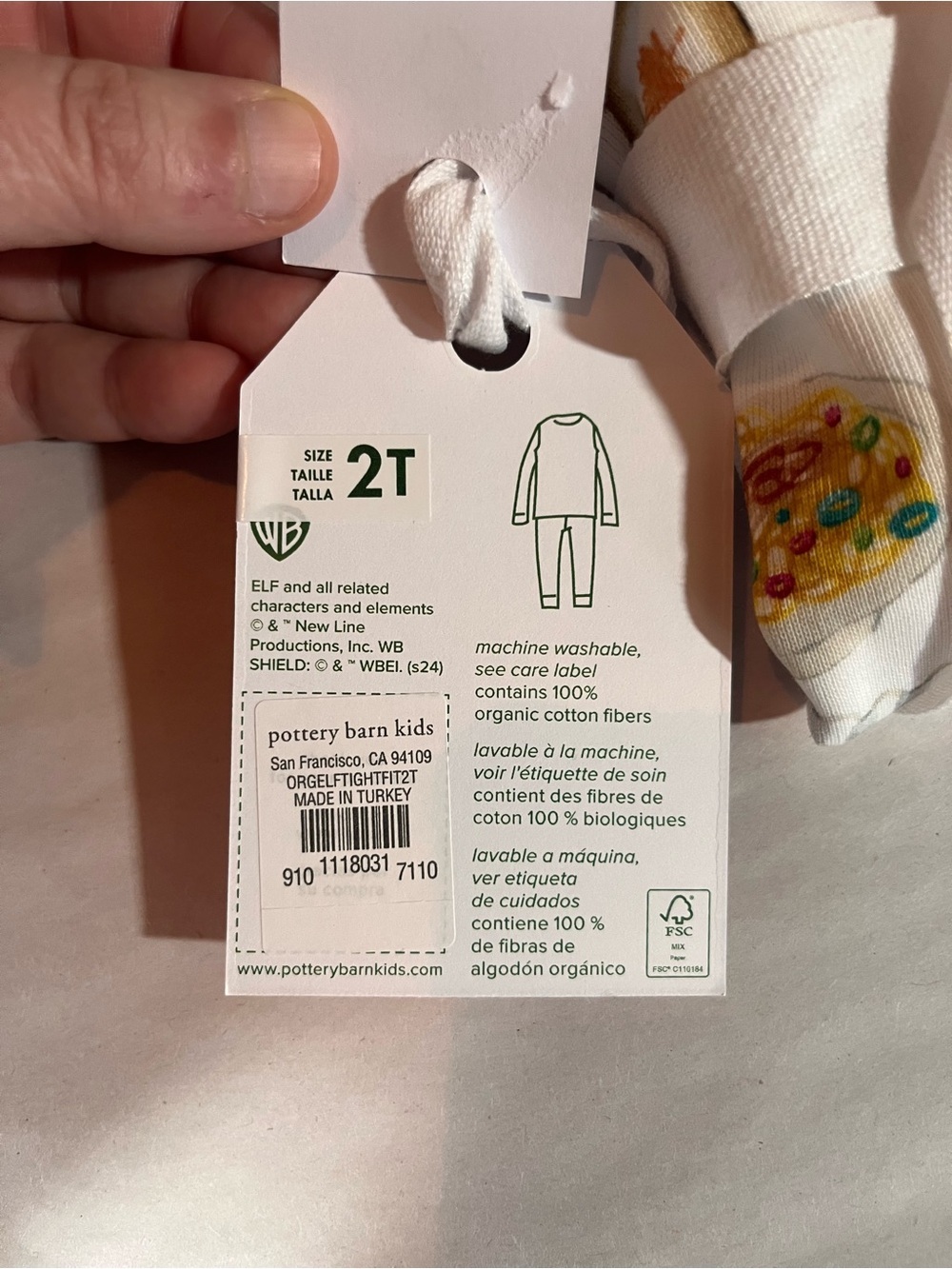 Pottery Barn Kids NEW Holiday Elf Pajama Set Organic Cotton 2T - Picture 6 of 7